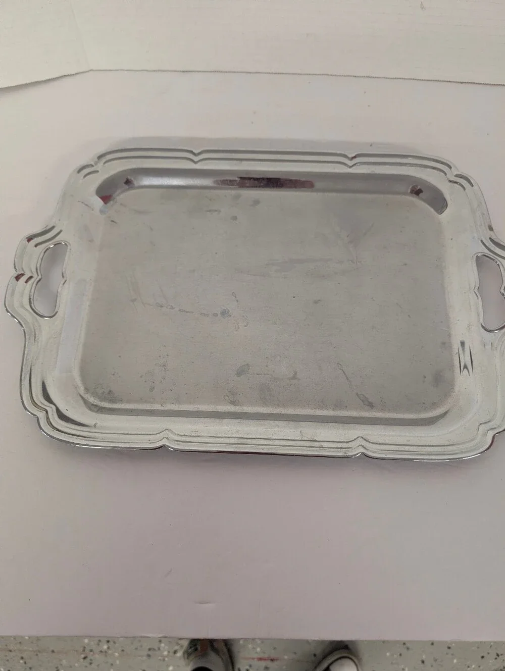 Vintage MID CENTURY MODERN Silver Tray With Cocktail Shaker